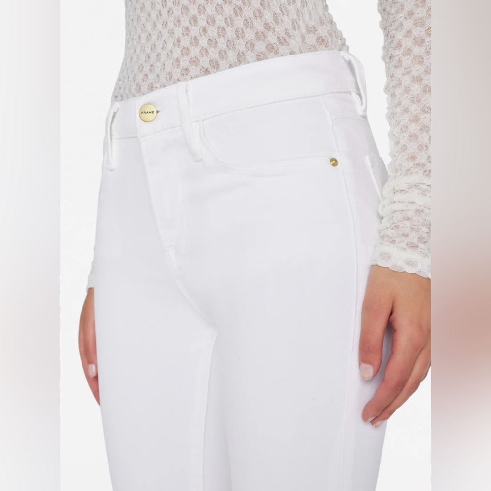 FRAME Le High Skinny Jeans White Denim Size 25 High Rise Stretch
